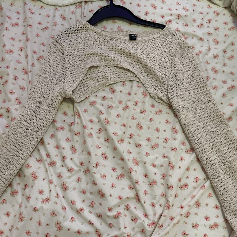 Cream and white crocheted bolero